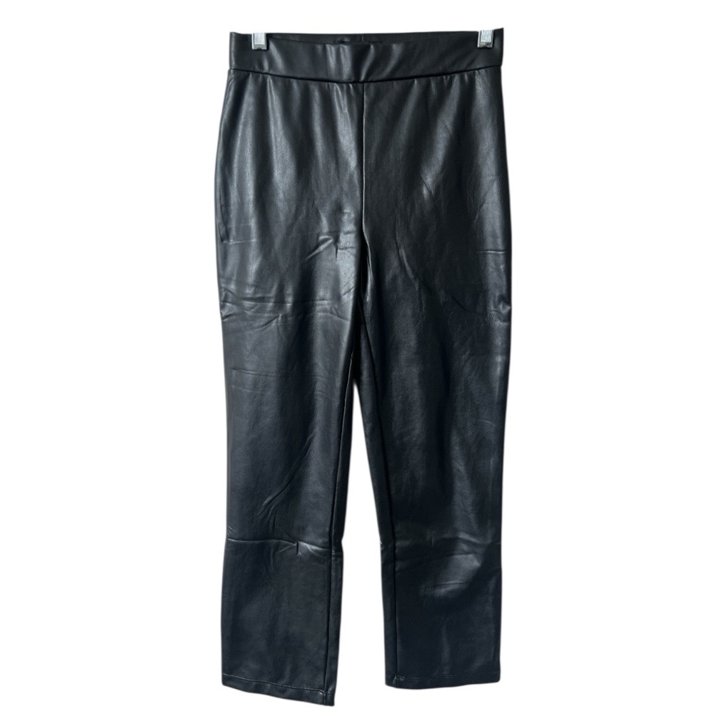 NWT Sanctuary Black Faux Leather Elastic Waist Cropped Pants